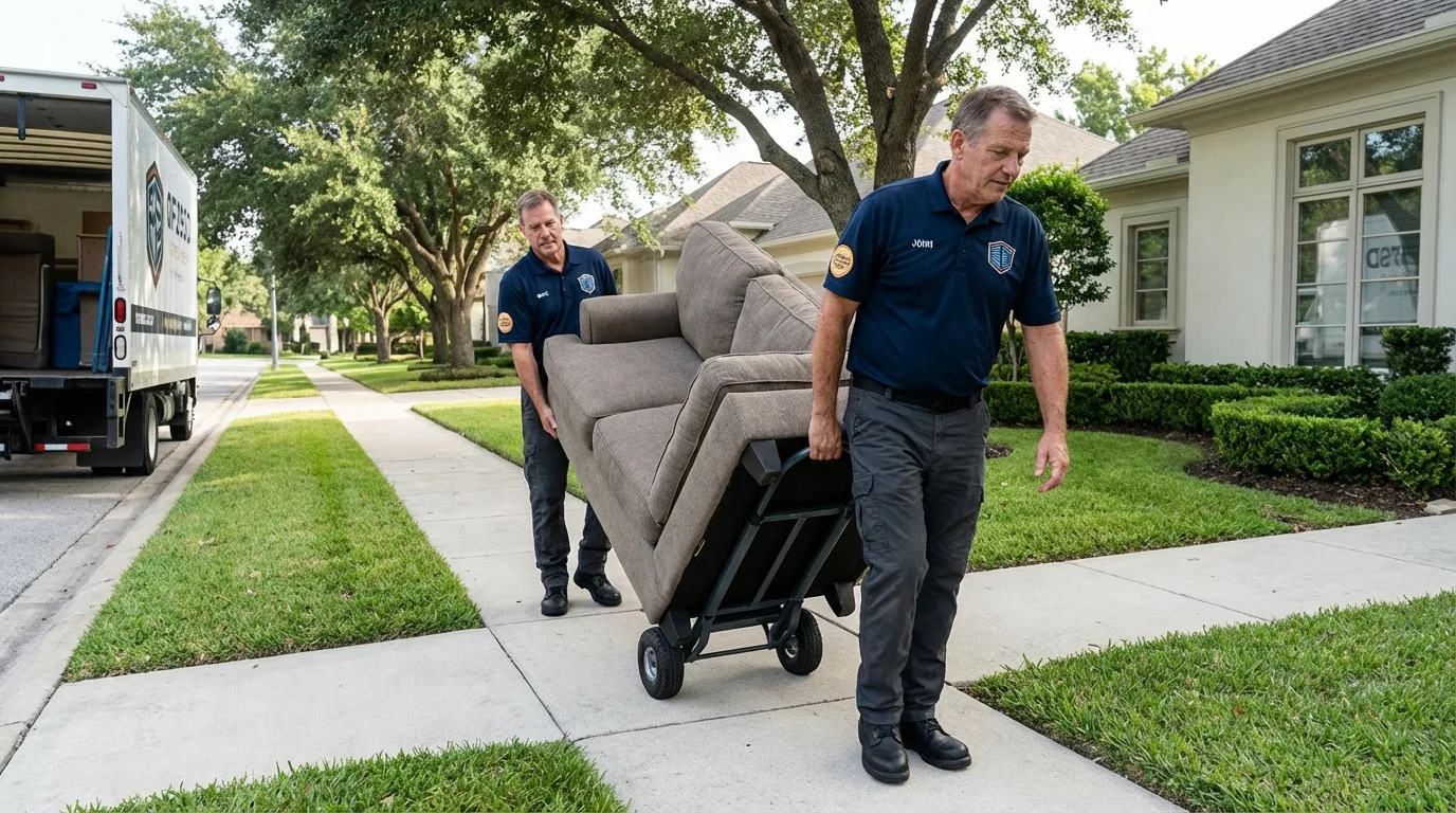 Local residential moving crew loading furniture in Red Lake Falls, MN